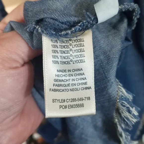 Cloth and Stone Montana Chambray Button Up Raw Hem Shirt Dress Blue Size XS - Picture 12 of 12